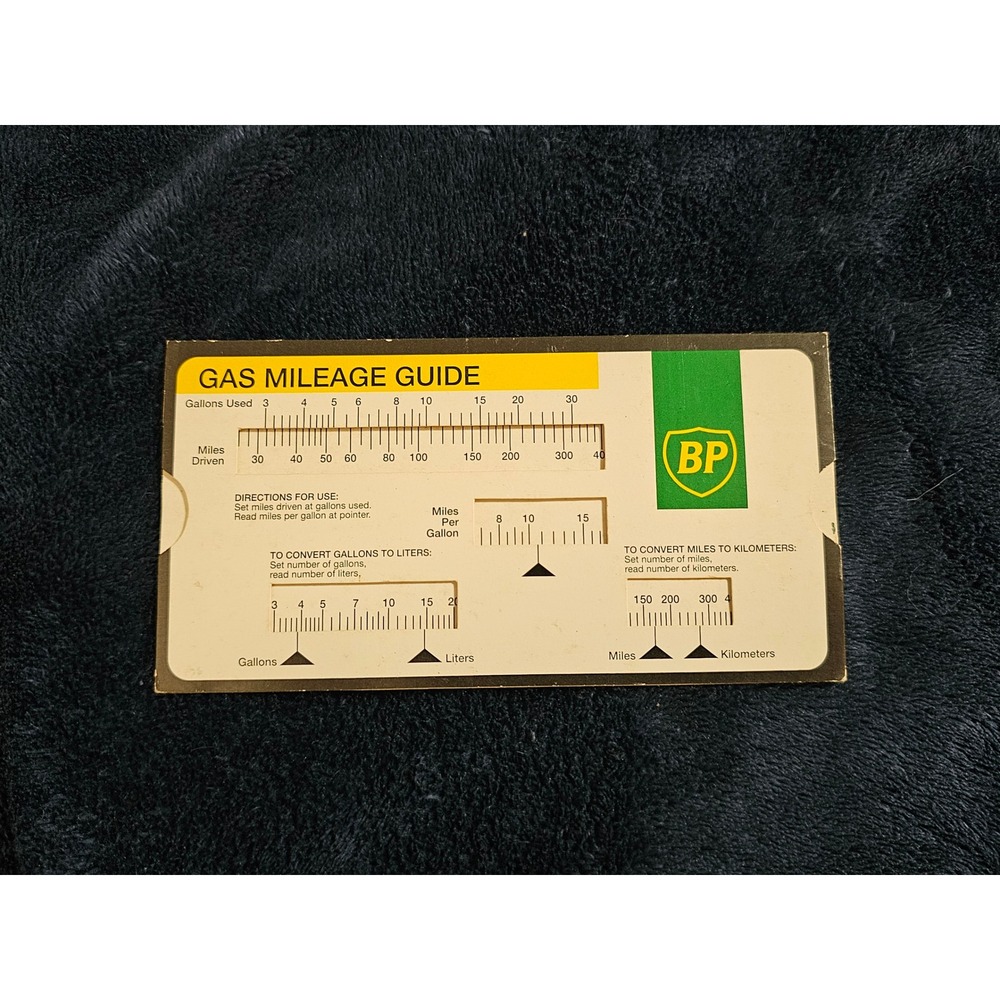 VINTAGE BP GAS MILEAGE GUIDE SLIDE CHART Cardboard British Petroleum S851